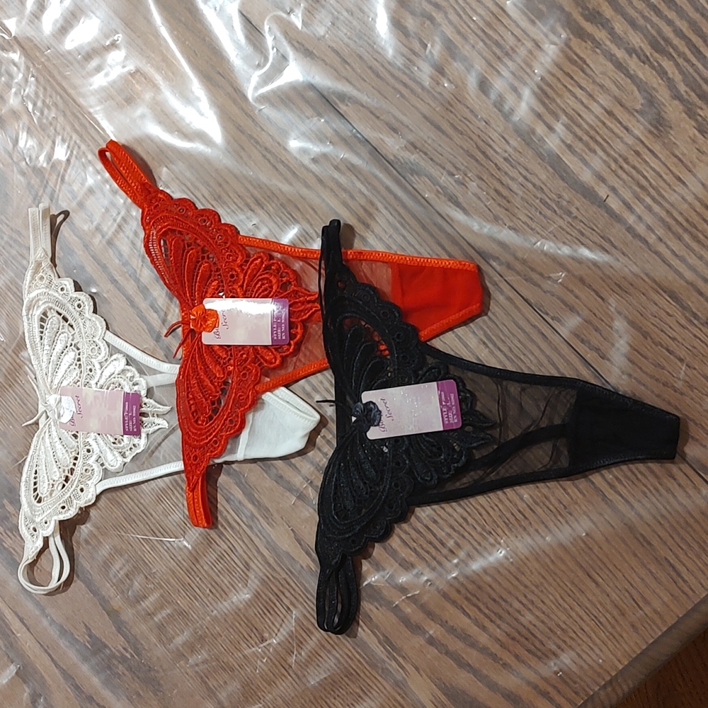 Set of 3 Butterfly G-string Panties - Large
